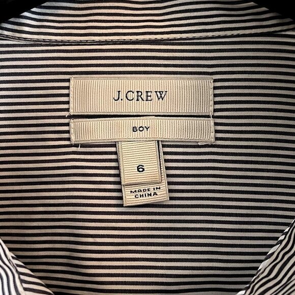 J.Crew Boys Dark Blue Striped Button Down - Size 6 - Picture 3 of 6
